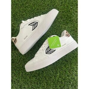 Cariuma Salvas White LWG Leather/Leopard & Black Shoes